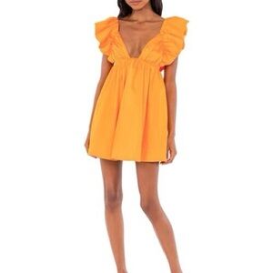 For Love And Lemons Clementine Orange Mini Dress